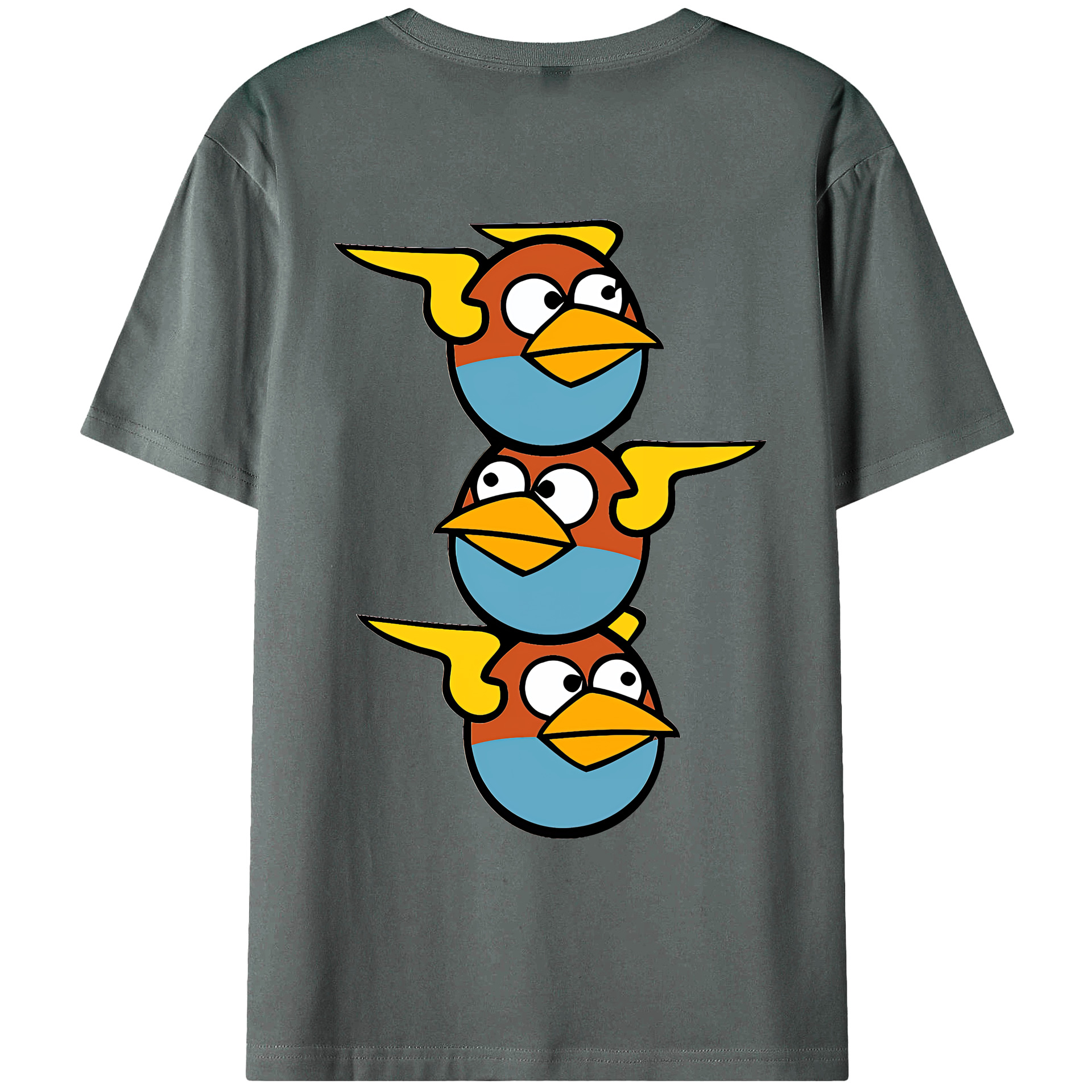 （画像用） Angry Birds アングリーバード 綿100％ メンズ半袖Tシャツ（バックプリント） 通気性